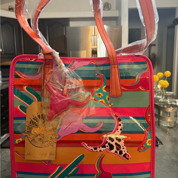 Catchfly Studio Serape Longhorn Tote Bag
